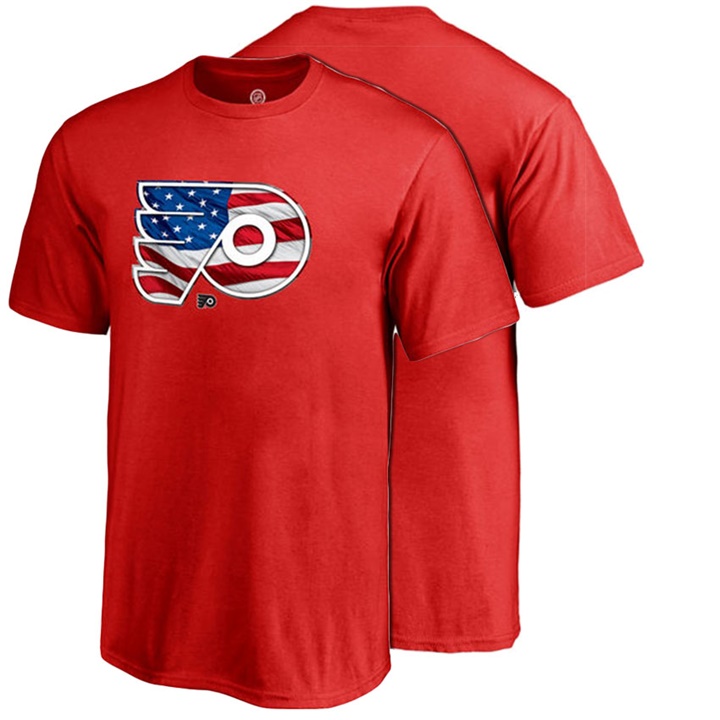 Youth Philadelphia Flyers Red USA Banner Wave Crew Neck T-shirt