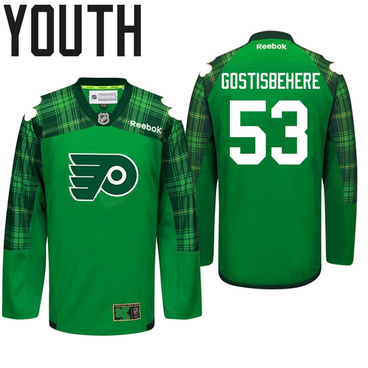 Youth Flyers Shayne Gostisbehere #53 Green Celebrate St. Patrick Day Jersey