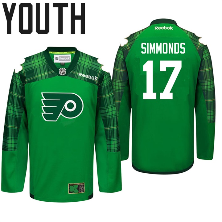 Youth Flyers Wayne Simmonds #17 Green Celebrate St. Patrick Day Jersey