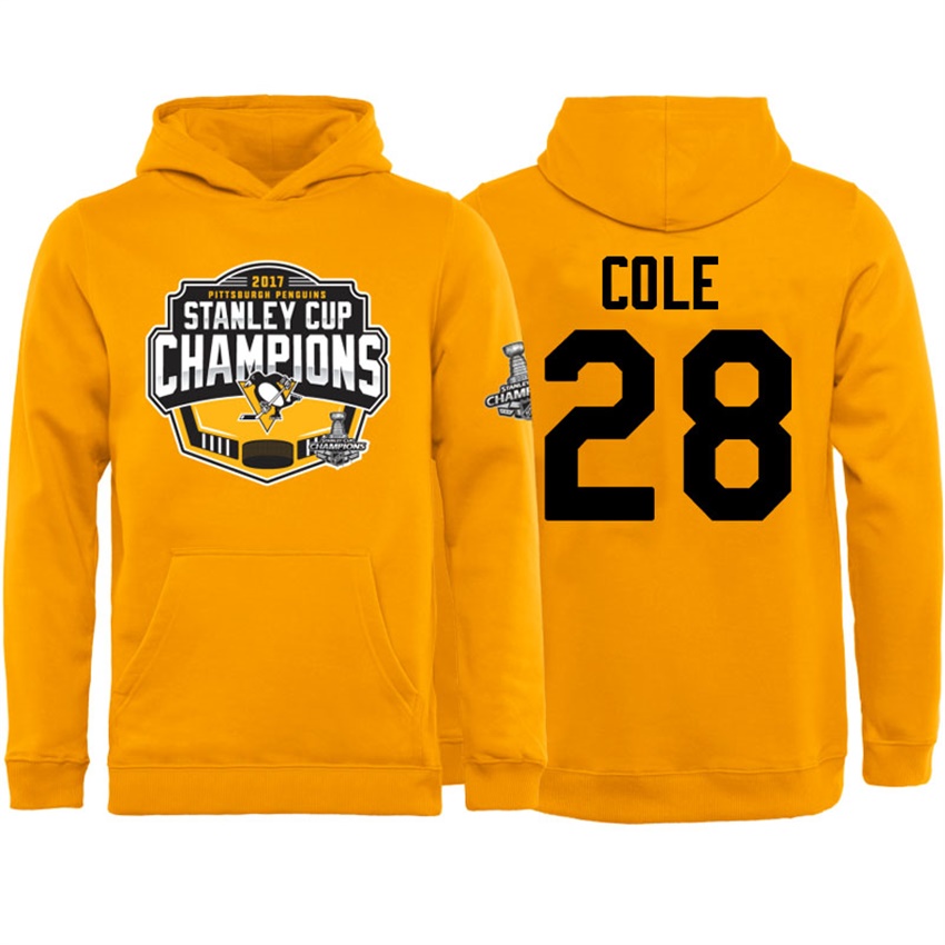 NHL Youth Pittsburgh Penguins Ian Cole #28 Gold 2017 Stanley Cup Champs Pullover Hoodie