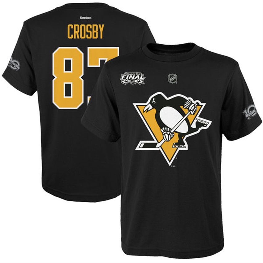 Youth Penguins Sidney Crosby #87 Black 2017 Stanley Cup Final Bound Player T-shirt