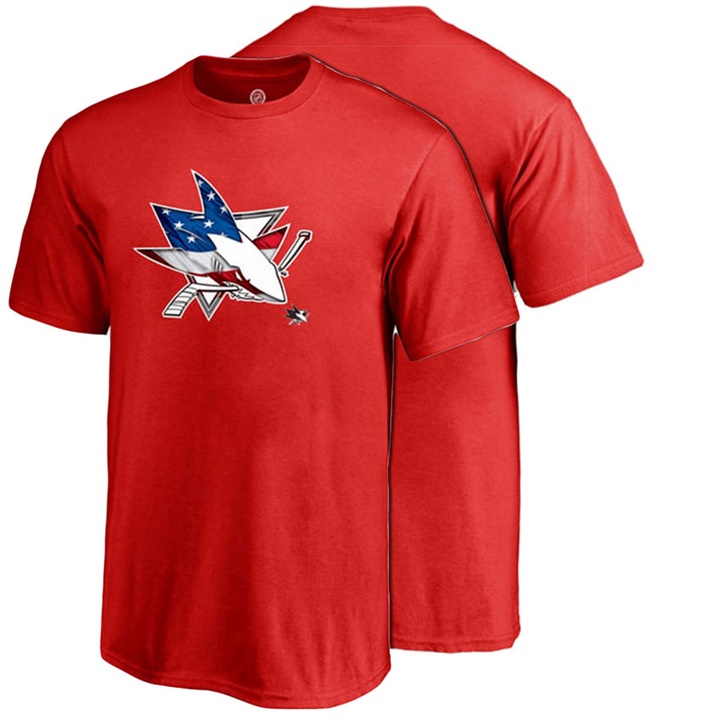 Youth San Jose Sharks Red USA Banner Wave Crew Neck T-shirt