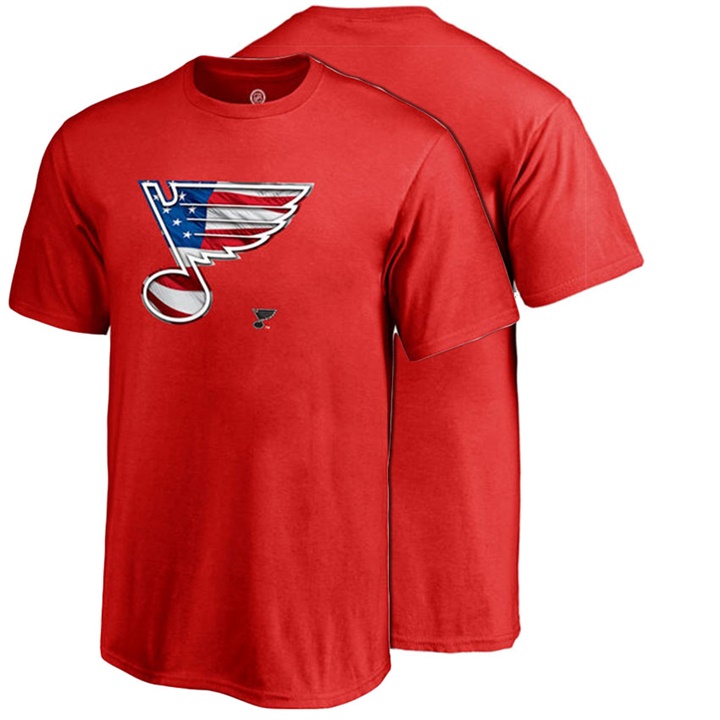 Youth St. Louis Blues Red USA Banner Wave Crew Neck T-shirt