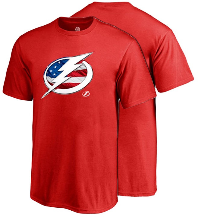 Youth Tampa Bay Lightning Red USA Banner Wave Crew Neck T-shirt