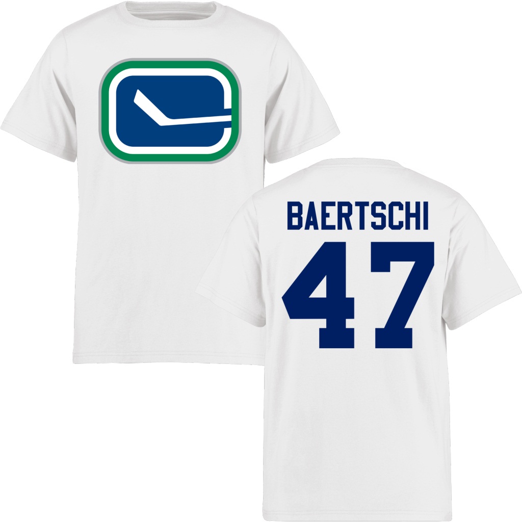 Youth Canucks Sven Baertschi White Number & Name Short Sleeve T-Shirt