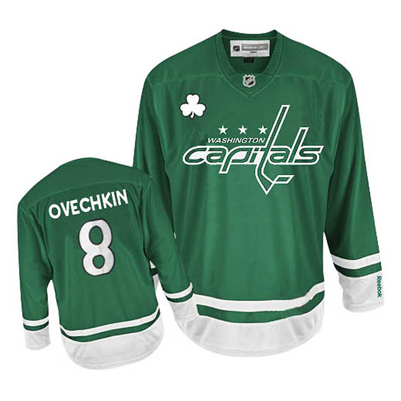 Youth Alex Ovechkin Washington Capitals #8 St Patty's Day Ice Hockey Jersey