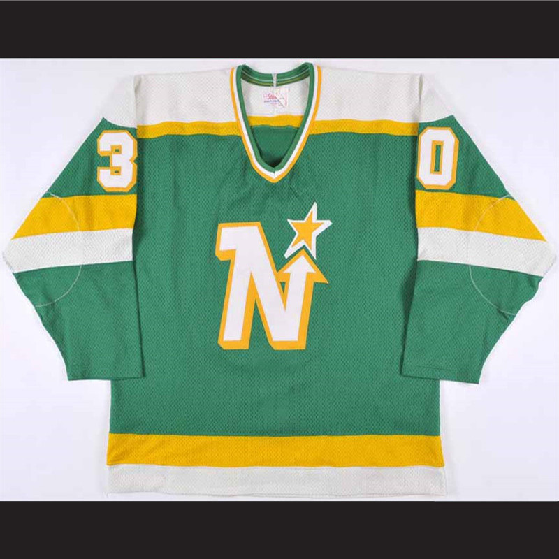 1985-86 Jon Casey Minnesota North Stars retro hockey jersey