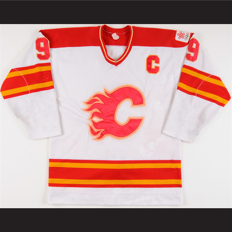 1985-87 Lanny McDonald Calgary Flames 1986 Stanley Cup Finals Retro Hockey Jersey 1988 Calgary Olympic