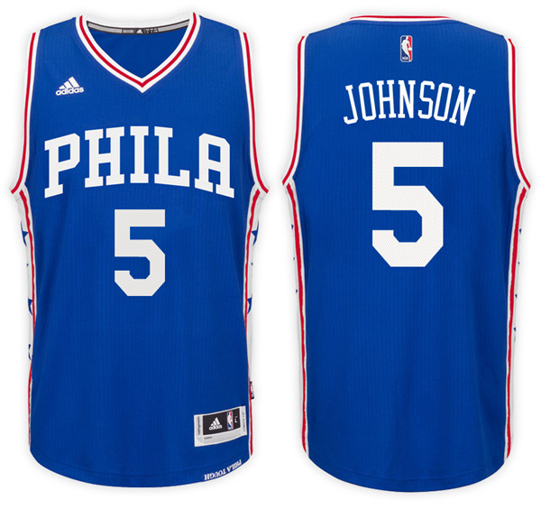 Men 76ers Amir Johnson NBA Swingman Road Blue Jersey