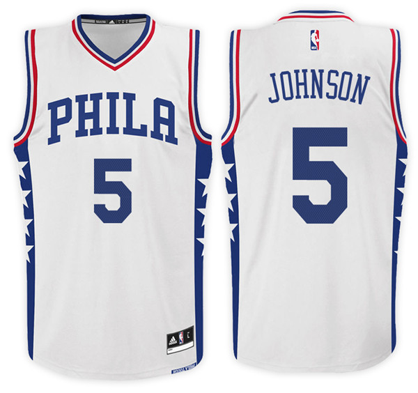 Men 76ers Amir Johnson NBA Swingman Road White Jersey