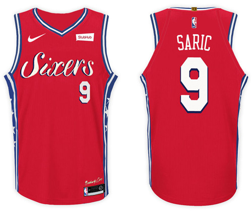 Men 76ers Dario Saric #9 2017 18 Statement Red Jersey