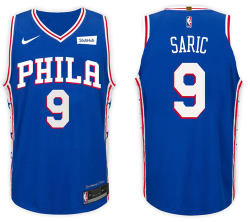 Men 76ers Dario Saric #9 NBA 2017 18 New Season Royal Jersey