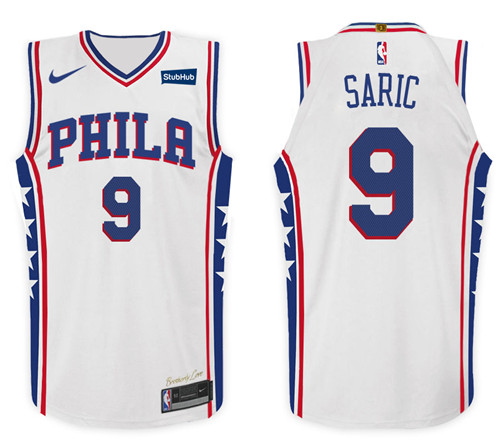 Men 76ers Dario Saric #9 NBA 2017 18 New Season White Jersey