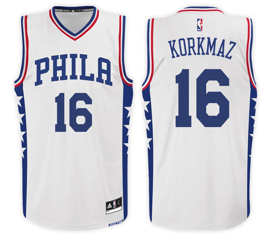 Men 76ers Furkan Korkmaz #16 NBA Swingman Road White Jersey