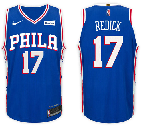 Men 76ers J.J. Redick #17 NBA 2017 18 New Season Royal Jersey