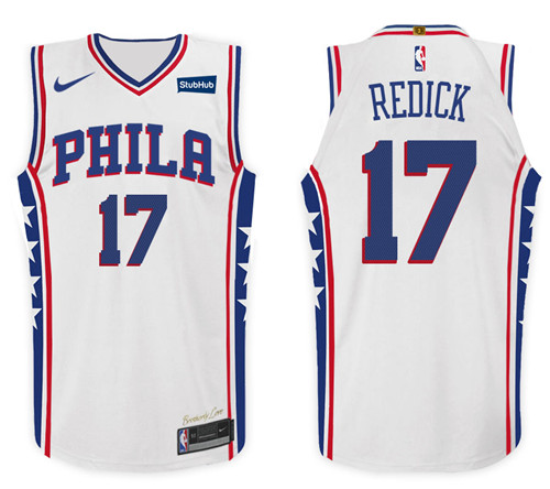 Men 76ers J.J. Redick #17 NBA 2017 18 New Season White Jersey