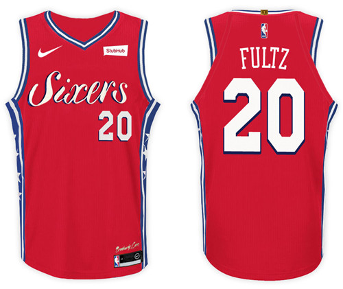 Men 76ers Markelle Fultz #20 2017 18 Statement Red Jersey