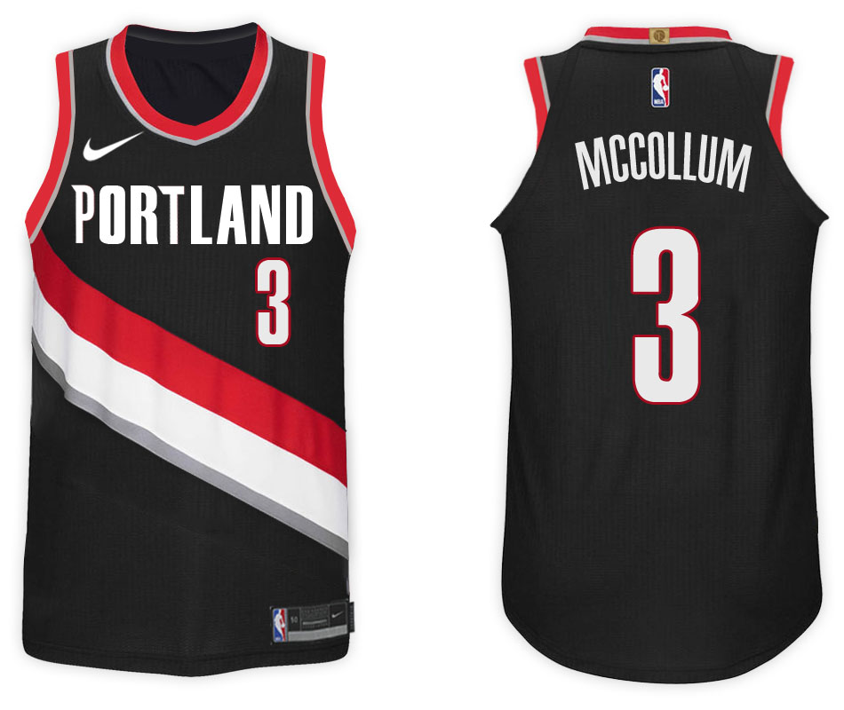 Men Blazers C.J. McCollum #3 2017 18 New Season Black Jersey