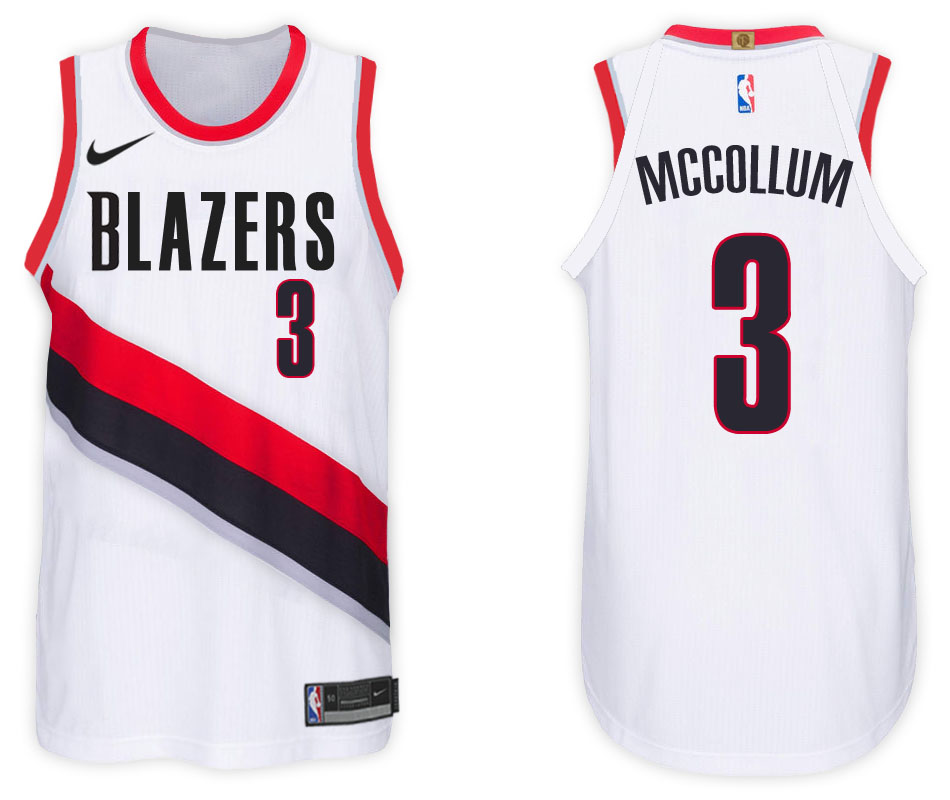 Men Blazers C.J. McCollum #3 2017 18 New Season White Jersey