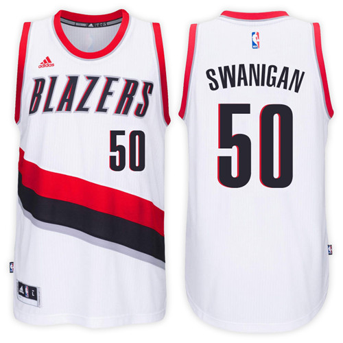 Men Blazers Caleb Swanigan #50 Home White Jersey