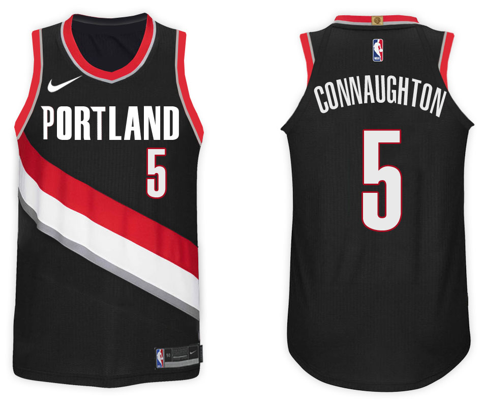 Men Blazers Pat Connaughton #5 2017 18 New Season Black Jersey