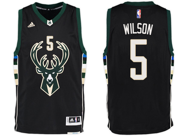 Men Bucks D J Wilson NBA Swingman Road Black Jersey