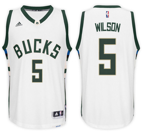 Men Bucks D.J. Wilson #5 Home White Jersey