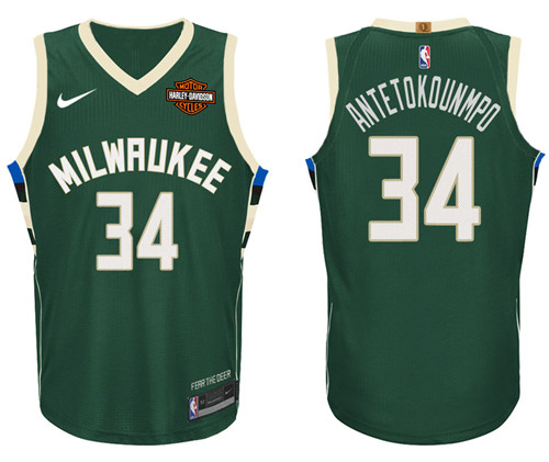 Men Bucks Giannis Antetokounmpo #34 NBA 2017 18 New Season Green Jersey