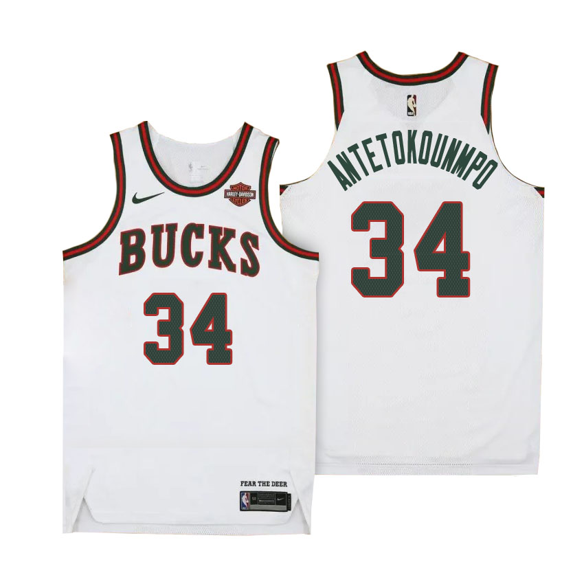 Men Bucks Giannis Antetokounmpo #34 Return To Mecca Classic White Jersey