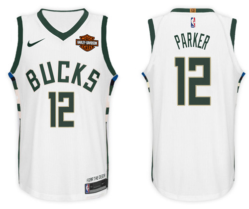 Men Bucks Jabari Parker #12 NBA 2017 18 New Season White Jersey