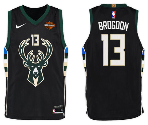 Men Bucks Malcolm Brogdon #13 2017 18 Statement Black Jersey