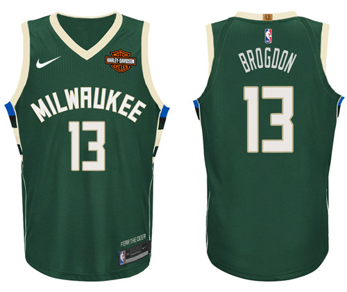 Men Bucks Malcolm Brogdon #13 NBA 2017 18 New Season Green Jersey