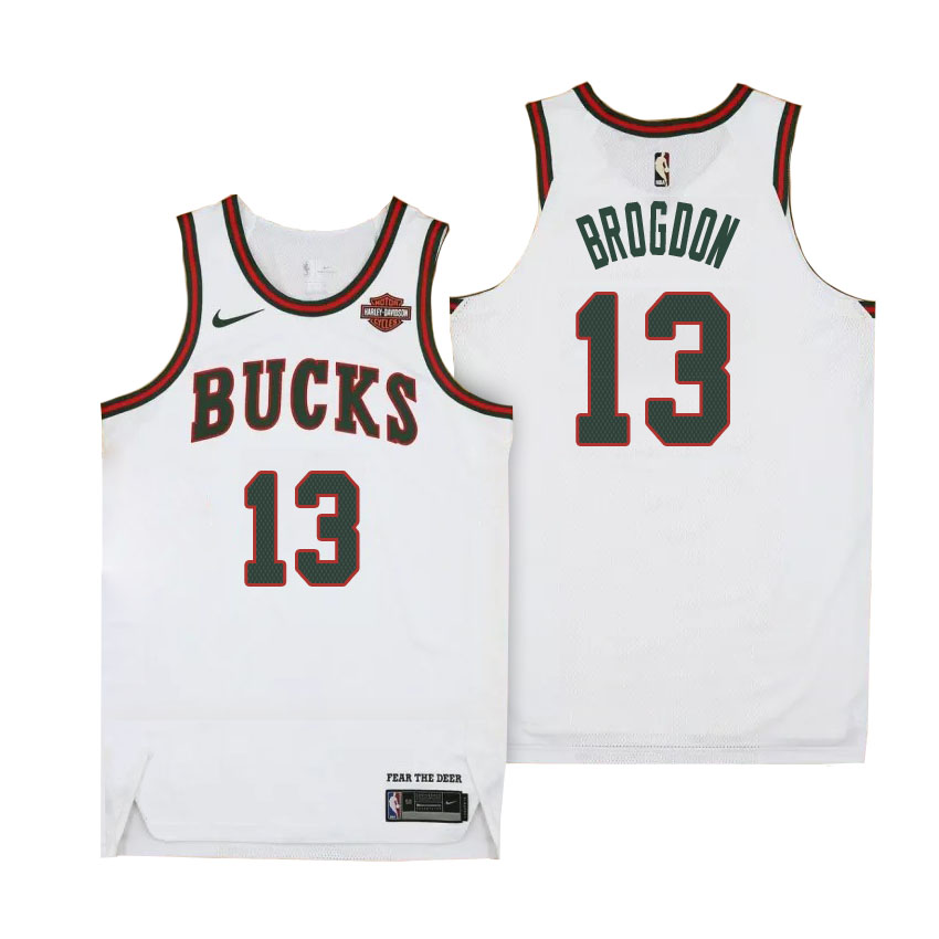 Men Bucks Malcolm Brogdon #13 Return To Mecca Classic White Jersey