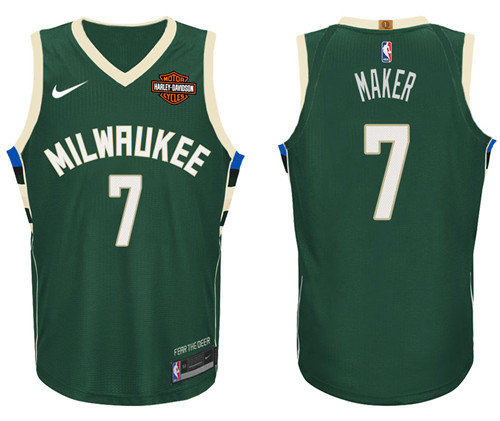 Men Bucks Thon Maker #7 NBA 2017 18 New Season Green Jersey