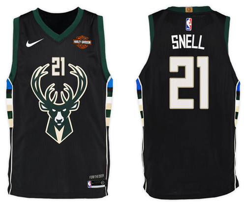 Men Bucks Tony Snell #21 2017 18 Statement Black Jersey