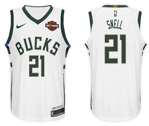 Men Bucks Tony Snell #21 NBA 2017 18 New Season White Jersey