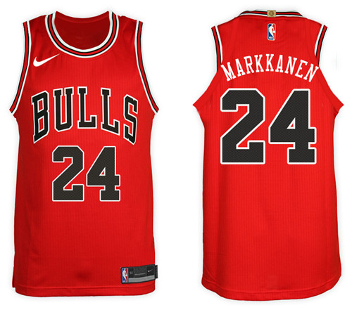 Men Bulls Lauri Markkanen #24 2017 18 New Season Red Jersey