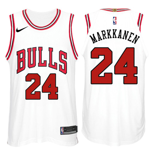 Men Bulls Lauri Markkanen #24 2017 18 New Season White Jersey