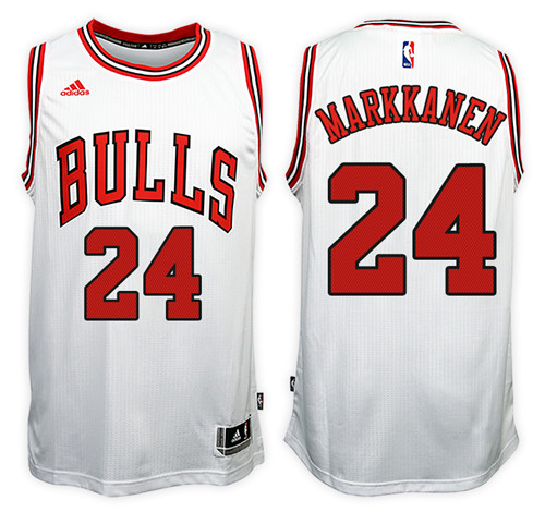 Men Bulls Lauri Markkanen #24 Home White Jersey