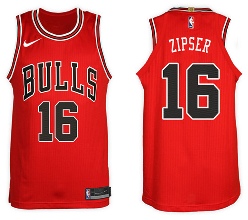 Men Bulls Paul Zipser #16 2017 18 New Season Red Jersey