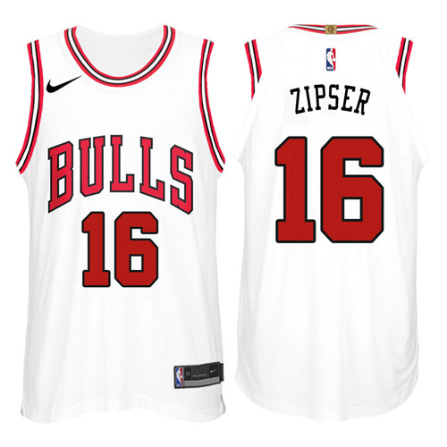 Men Bulls Paul Zipser #16 2017 18 New Season White Jersey