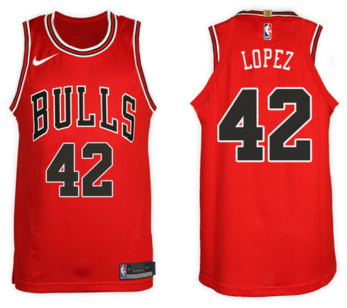 Men Bulls Robin Lopez #42 2017 18 New Season Red Jersey