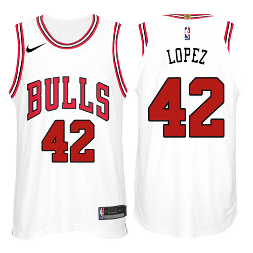 Men Bulls Robin Lopez #42 2017 18 New Season White Jersey