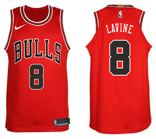 Men Bulls Zach LaVine #8 2017 18 New Season Red Jersey