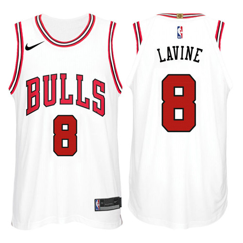 Men Bulls Zach LaVine #8 2017 18 New Season White Jersey