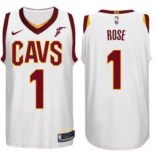 Men Cavaliers Derrick Rose #1 Performance Basketball White Jersey