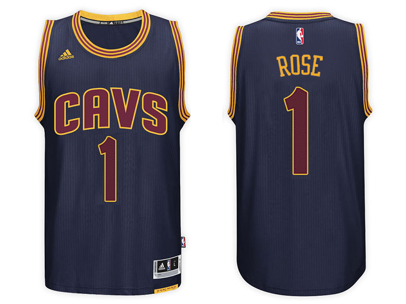 Men Cavaliers Derrick Rose NBA Swingman Road Navy Jersey