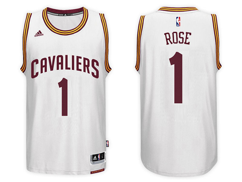 Men Cavaliers Derrick Rose NBA Swingman Road White Jersey