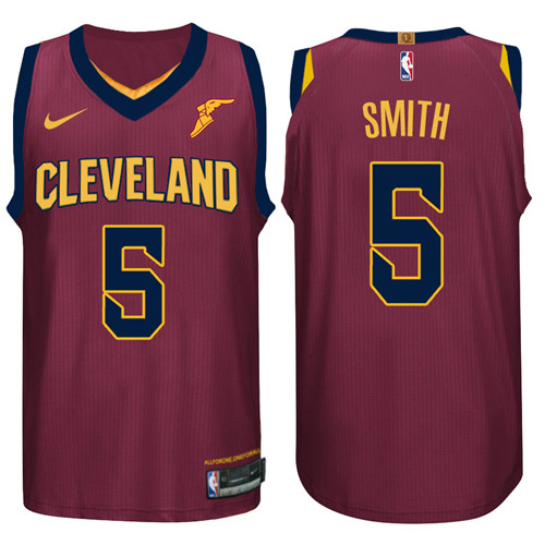 Men Cavaliers J.R. Smith #5 Performance Basketball Wine Jersey