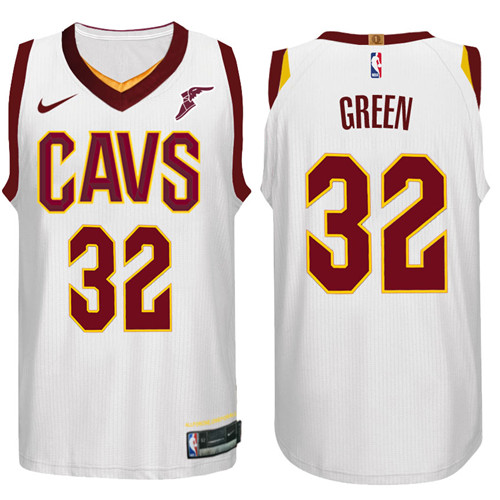 Men Cavaliers Jeff Green #32 Performance Basketball White Jersey